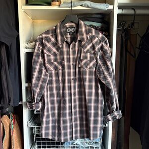 Gibson Brown Snap Down Plaid Long Sleeve